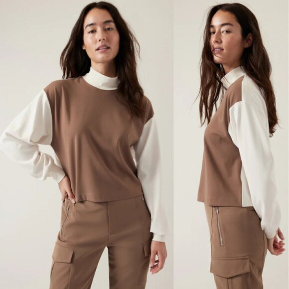 Athleta Venice Sweatshirt In Rustic Beige/Magnolia - Picture 1 of 5